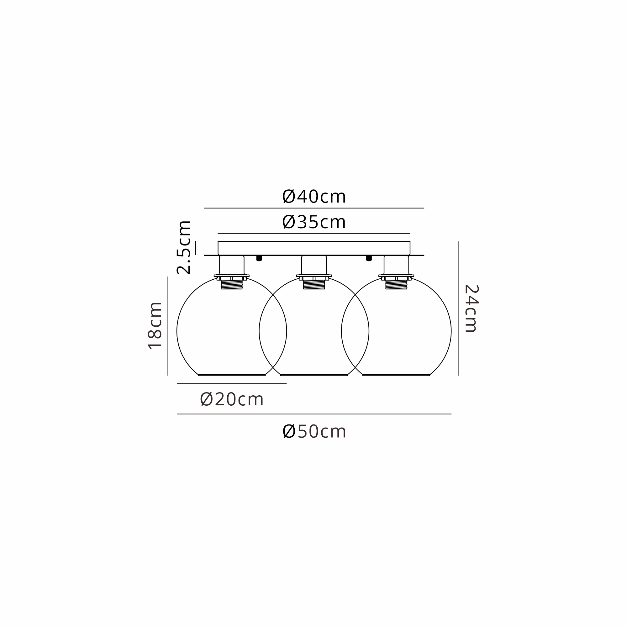 DK1249  Lori cm Round Ceiling Flush, 3 Light Flush Fitting, Antique Gold/Green Open Mouth Round Globe Shades